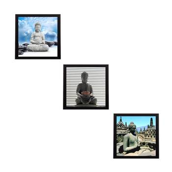 Set Of 3 Meditating Buddha Satin Matt Texture UV Art Painting 1