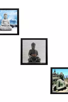 Set Of 3 Meditating Buddha Satin Matt Texture UV Art Painting