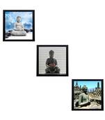 Set Of 3 Meditating Buddha Satin Matt Texture UV Art Painting