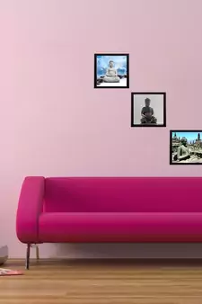 Set Of 3 Meditating Buddha Satin Matt Texture UV Art Painting