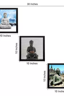 Set Of 3 Meditating Buddha Satin Matt Texture UV Art Painting