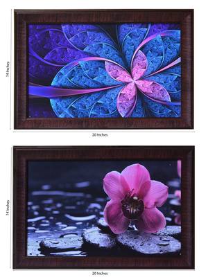 Set of 2 Floral Satin Matt Texture UV Art Painting 3