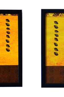Set of 2 Tribal Lady Satin Matt Texture UV Art Painting