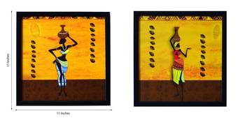 Set of 2 Tribal Lady Satin Matt Texture UV Art Painting 3