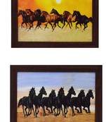 Set of 2 Running Horses Satin Matt Texture UV Art Painting