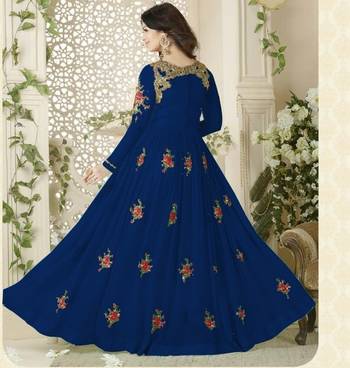 Blue Embroidered Georgette Semi-Stitched Salwar with dupatta 2