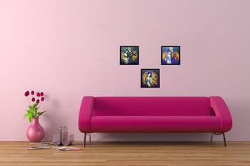 Set of 3 Abstract Radha Krishna Satin Matt Texture UV Art Painting 2