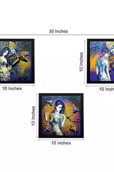 Set of 3 Abstract Radha Krishna Satin Matt Texture UV Art Painting