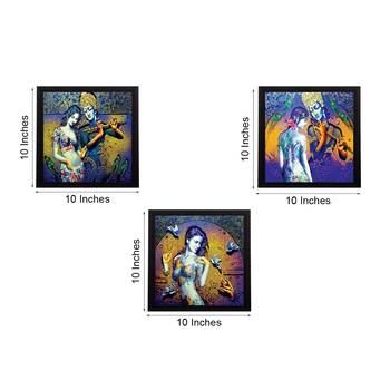 Set of 3 Abstract Radha Krishna Satin Matt Texture UV Art Painting 4