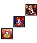 Set of 3 Lord Ganesha Satin Matt Texture UV Art Painting