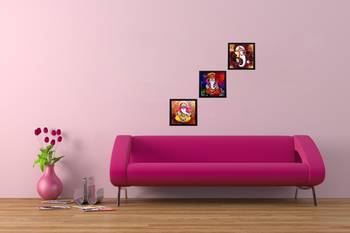 Set of 3 Lord Ganesha Satin Matt Texture UV Art Painting 2