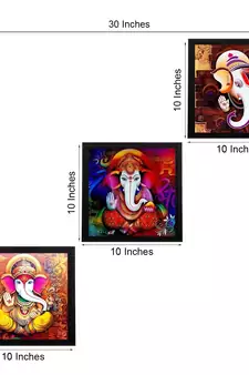 Set of 3 Lord Ganesha Satin Matt Texture UV Art Painting