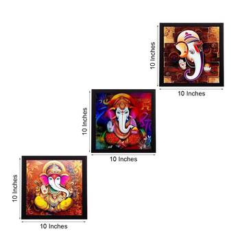 Set of 3 Lord Ganesha Satin Matt Texture UV Art Painting 4