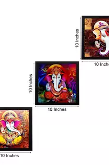 Set of 3 Lord Ganesha Satin Matt Texture UV Art Painting