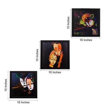 Set Of 3 Radha Krishna Satin Matt Texture UV Art Painting 4