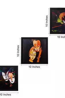 Set Of 3 Radha Krishna Satin Matt Texture UV Art Painting