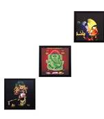 Set Of 3 Radha Krishna Satin Matt Texture UV Art Painting