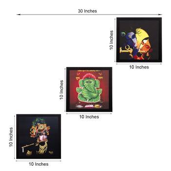 Set Of 3 Radha Krishna Satin Matt Texture UV Art Painting 2