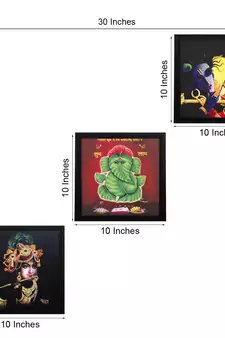 Set Of 3 Radha Krishna Satin Matt Texture UV Art Painting