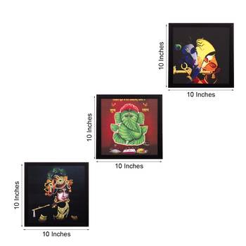 Set Of 3 Radha Krishna Satin Matt Texture UV Art Painting 3