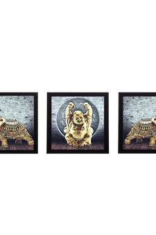 Set Of 3 Buddha and Elephant Satin Matt Texture UV Art Painting