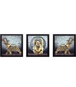 Set Of 3 Buddha and Elephant Satin Matt Texture UV Art Painting