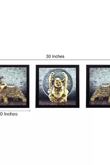 Set Of 3 Buddha and Elephant Satin Matt Texture UV Art Painting