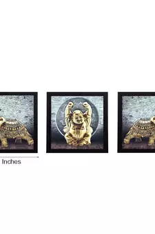 Set Of 3 Buddha and Elephant Satin Matt Texture UV Art Painting