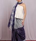 Royal blue woven Ikat Saree With Blouse