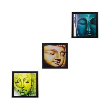 Set Of 3 Meditating Buddha Satin Matt Texture UV Art Painting 1