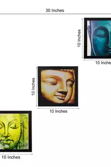 Set Of 3 Meditating Buddha Satin Matt Texture UV Art Painting