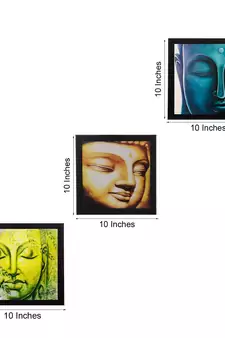 Set Of 3 Meditating Buddha Satin Matt Texture UV Art Painting