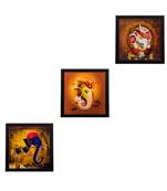 Set Of 3 Lord Ganesha Satin Matt Texture UV Art Painting