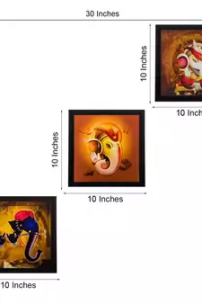 Set Of 3 Lord Ganesha Satin Matt Texture UV Art Painting