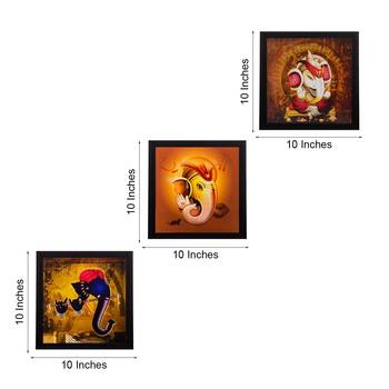 Set Of 3 Lord Ganesha Satin Matt Texture UV Art Painting 4