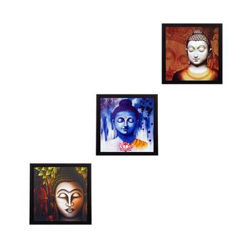 Set Of 3 Meditating Buddha Satin Matt Texture UV Art Painting 1