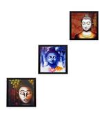 Set Of 3 Meditating Buddha Satin Matt Texture UV Art Painting