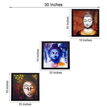 Set Of 3 Meditating Buddha Satin Matt Texture UV Art Painting 2