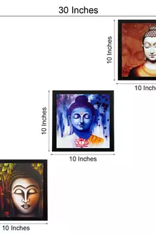 Set Of 3 Meditating Buddha Satin Matt Texture UV Art Painting