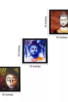 Set Of 3 Meditating Buddha Satin Matt Texture UV Art Painting