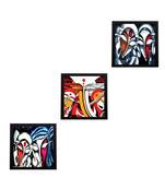 Set Of 3 Abstract Radha Krishna Satin Matt Texture UV Art Painting