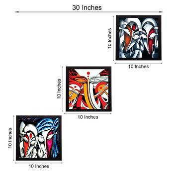 Set Of 3 Abstract Radha Krishna Satin Matt Texture UV Art Painting 2
