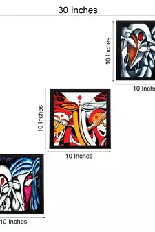 Set Of 3 Abstract Radha Krishna Satin Matt Texture UV Art Painting