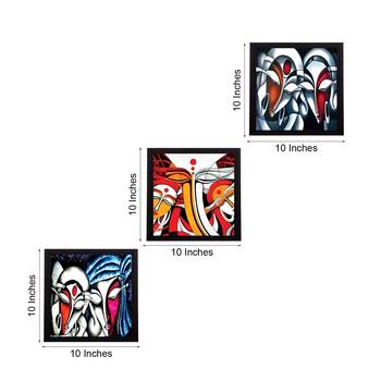Set Of 3 Abstract Radha Krishna Satin Matt Texture UV Art Painting 3