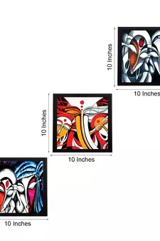 Set Of 3 Abstract Radha Krishna Satin Matt Texture UV Art Painting