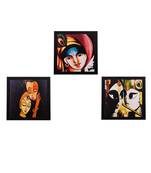 Set Of 3 Radha Krishna Satin Matt Texture UV Art Painting