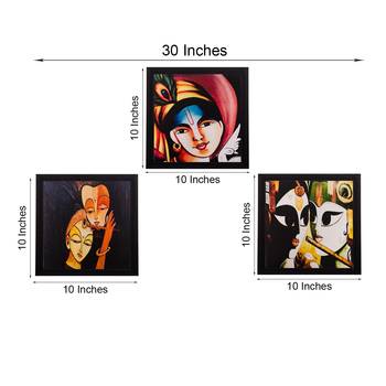 Set Of 3 Radha Krishna Satin Matt Texture UV Art Painting 2