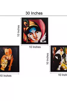 Set Of 3 Radha Krishna Satin Matt Texture UV Art Painting