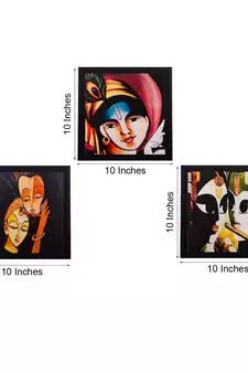 Set Of 3 Radha Krishna Satin Matt Texture UV Art Painting