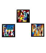 Set Of 3 Abstract Radha Krishna Satin Matt Texture UV Art Painting